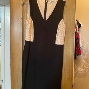 Nude lace and black dress